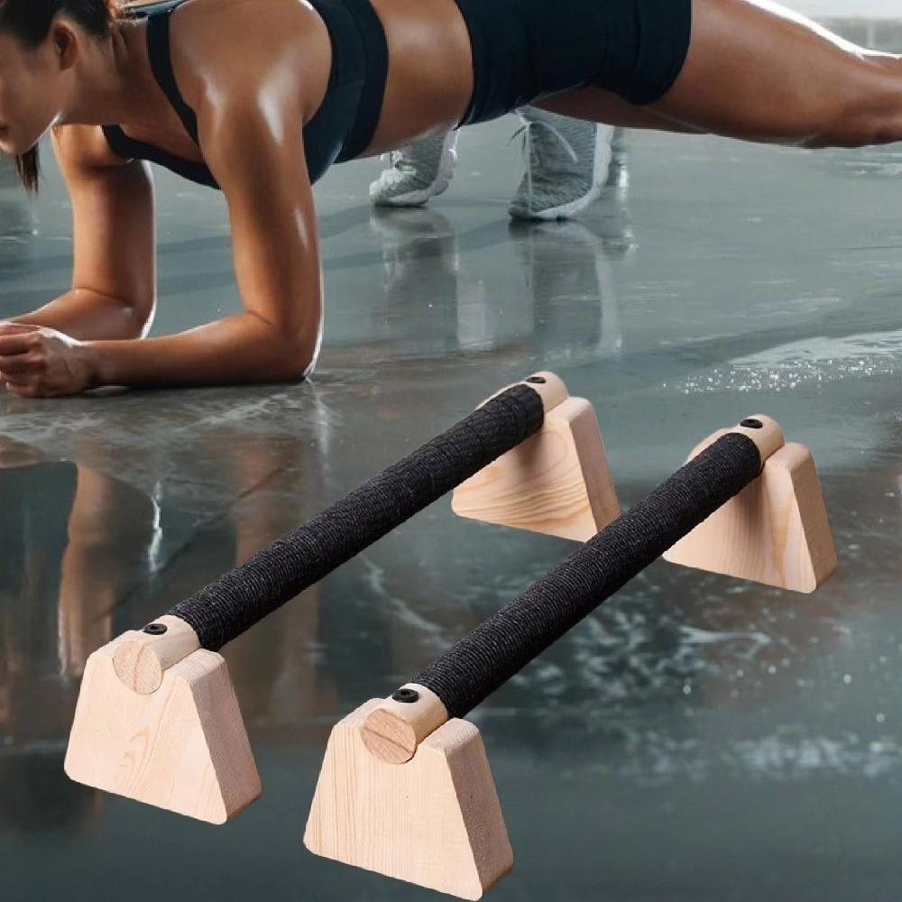 1 Pair Non-slip Parallettes Bars Solid Wood Bracket Push-up Stand Wooden Push Up Bar  Gymnastics