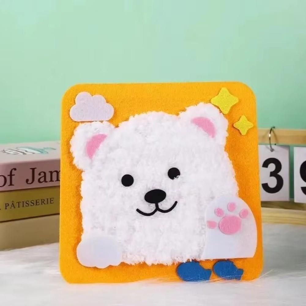 Stuffed Animal DIY Embroidery Doll Set with Sticker Embroidery Painting Material Bag Beginners