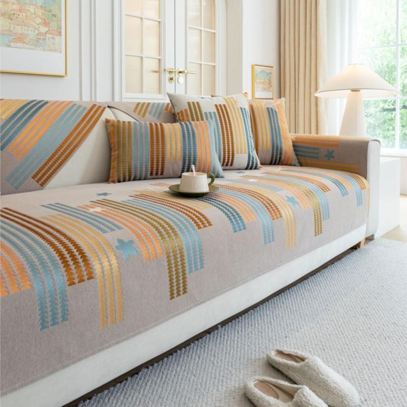 Чехол из полосатой синели для дома на все сезоны, чехол для дивана, нескользящий коврик для дивана, подушка для дивана, чехлы для дивана, декор для гостиной