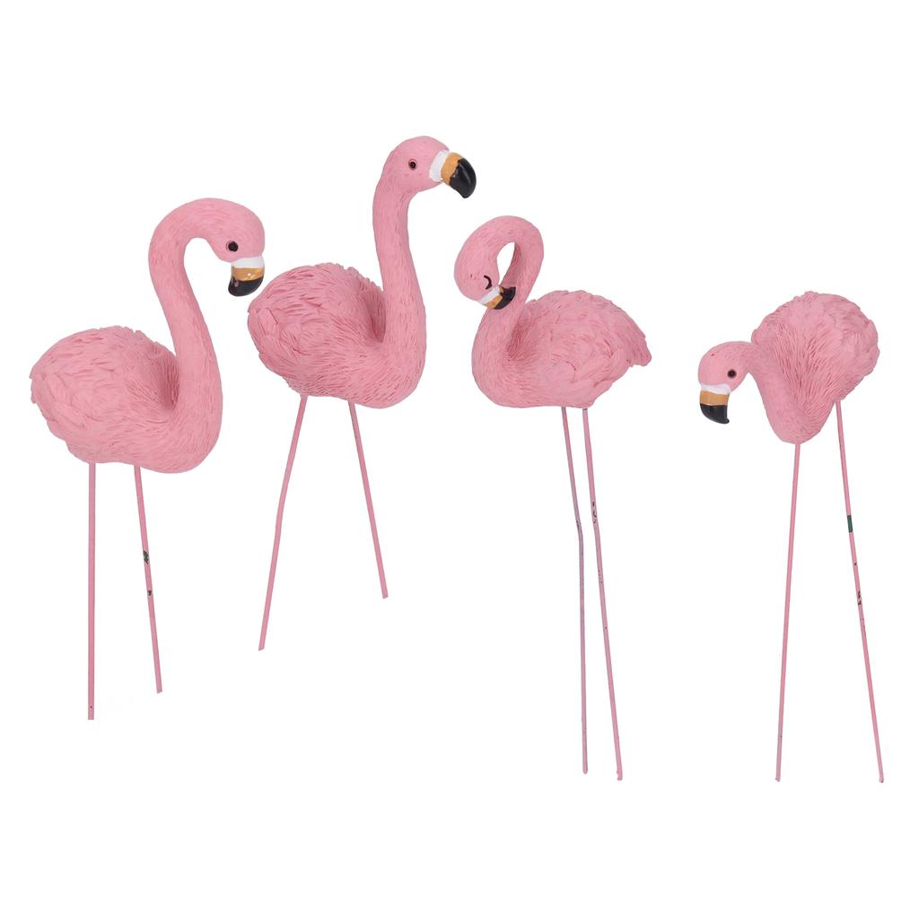 4 Pcs Pink Flamingo Garden Statue Fine Details Stylish Vivid Small Flamingo Statue for Yard Lawn Patio Decorations Gifts