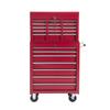 Workshop Trolley with Tool Box, Empty Lockable Tool Cart with Drawers, Tool Compartment, Keys and Non-Slip Mats, Red