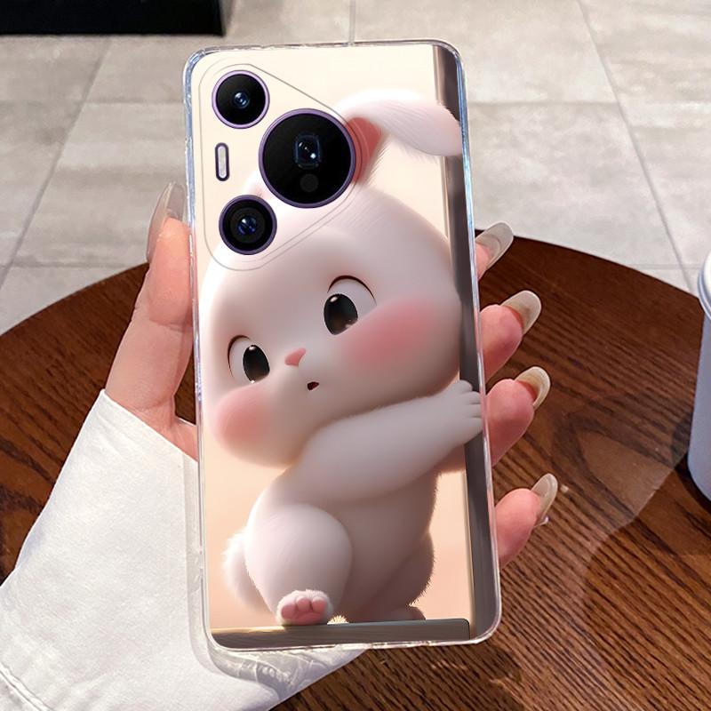 Casing For Huawei Pura 70/70 Pro Plus/70 Pro+ Phone Case Transparent Silicone Aesthetic Cute Cat Cartoon Cover For Pura70 Bumper