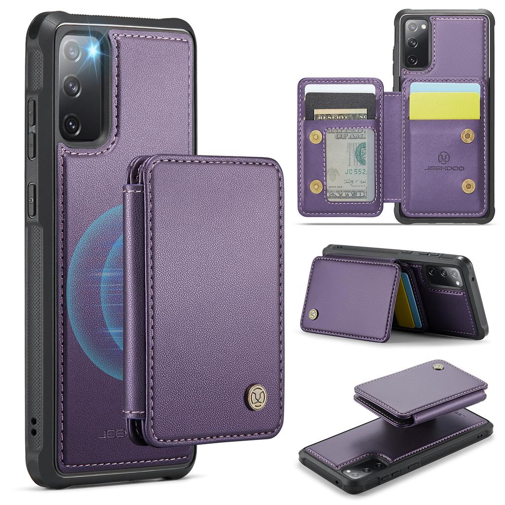 For Samsung Galaxy S20 FE Case JEEHOOD J05 Leather Mobile Cover with Detachable Magnetic Card Bag