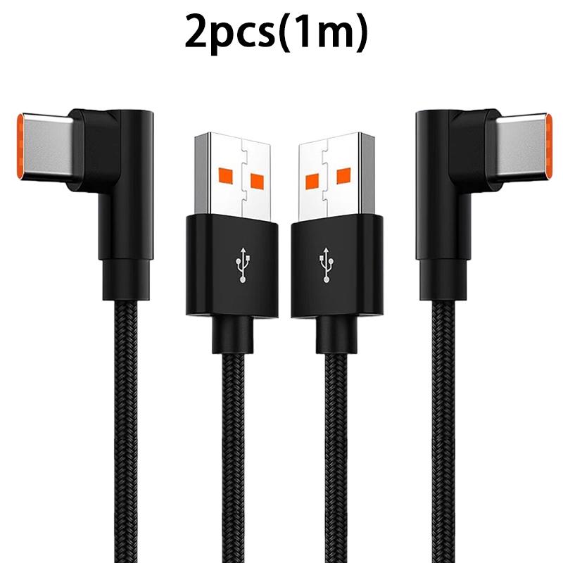 Угловой зарядный кабель 90 градусов, нейлоновая оплетка, 6A, Type-C, USB, кабель для быстрой зарядки, для зарядного устройства Redmi