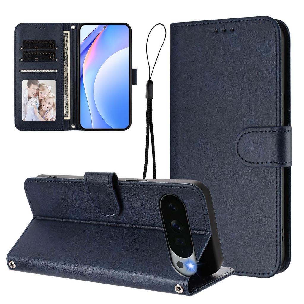 Wallet Case for Pixel - Leather/PU, Blue, With Lanyard