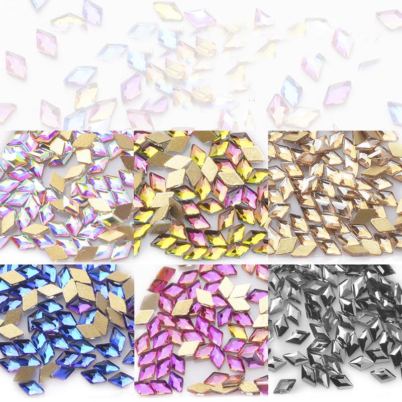 Стразы для дизайна ногтей, 10 шт./упак., плоская форма, каплевидный конский глаз, прямоугольное пламя, 3D украшение для ногтей