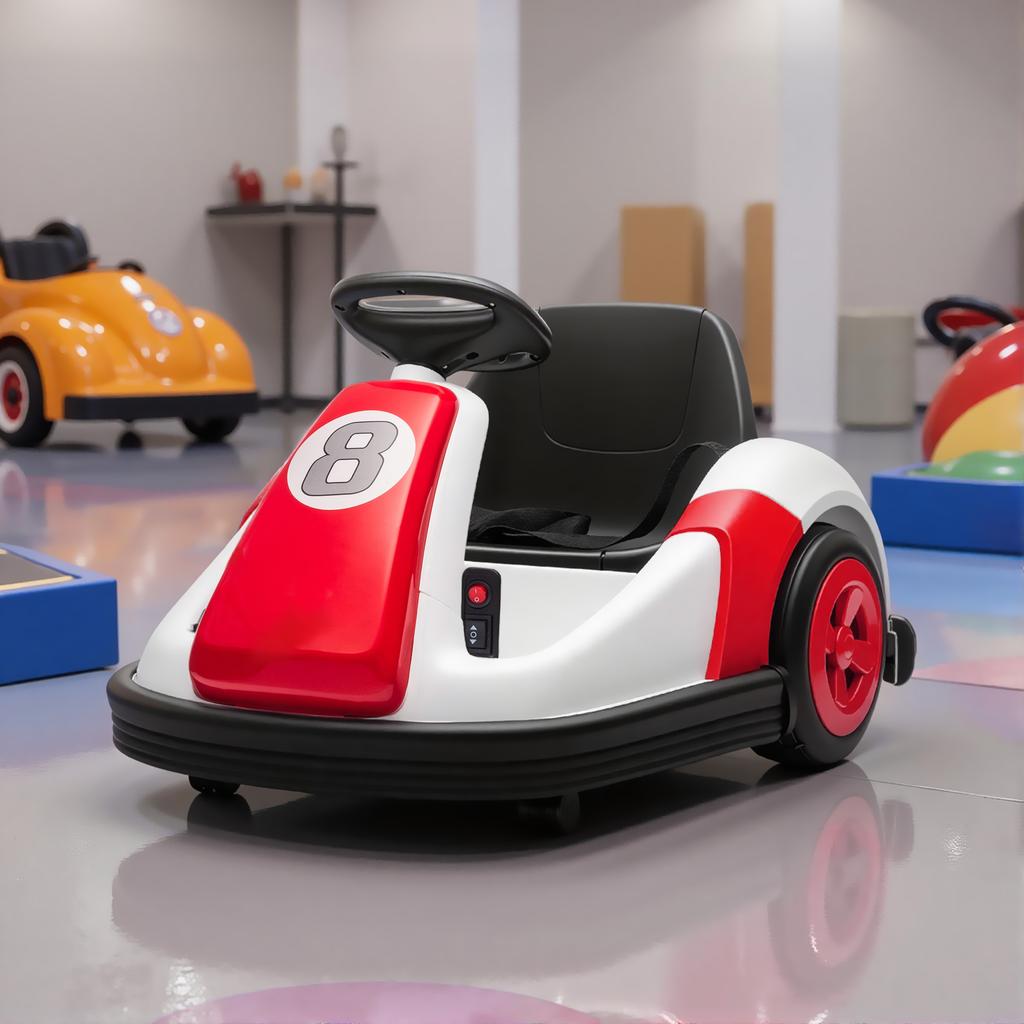 Children's bumper car 6V, 360° rotation, children's electric bumper car with dual motor, music and horn