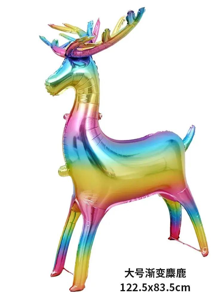 3D воздушный шар в виде лося, украшение для рождественской вечеринки, золотой стоячий лось, алюминиевая пленка, воздушный шар, праздничные принадлежности для фестиваля