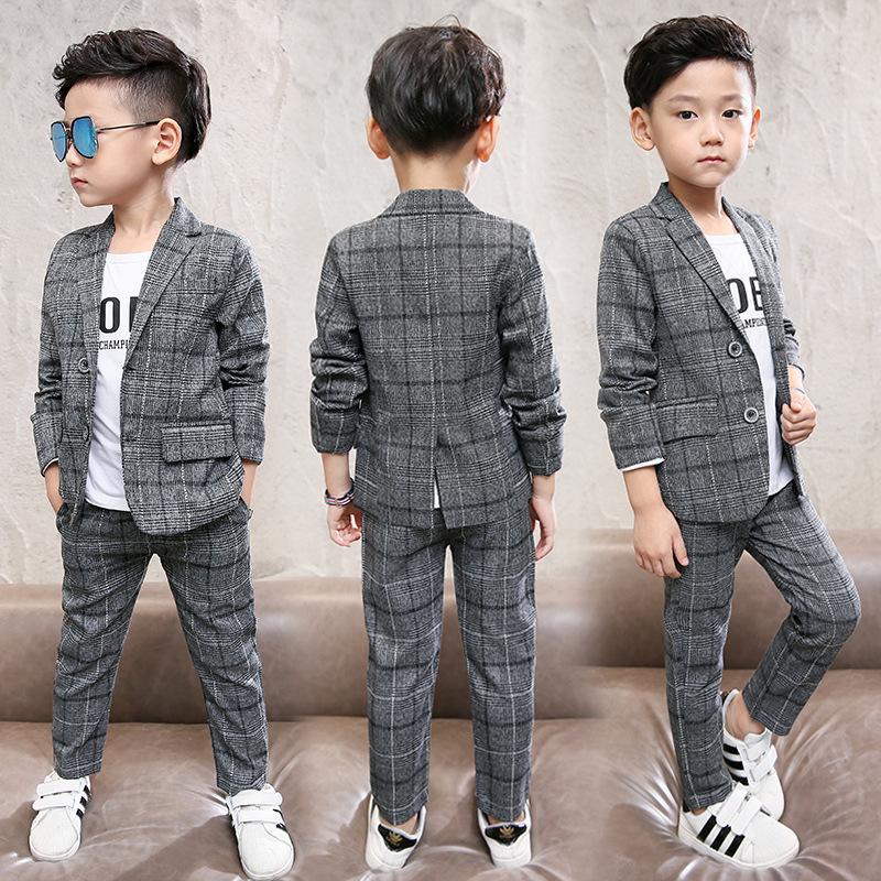 Children Boys Clothing Sets Kids British Gentleman Two-piece Dress Suits Boy Suit Jacket + Pants