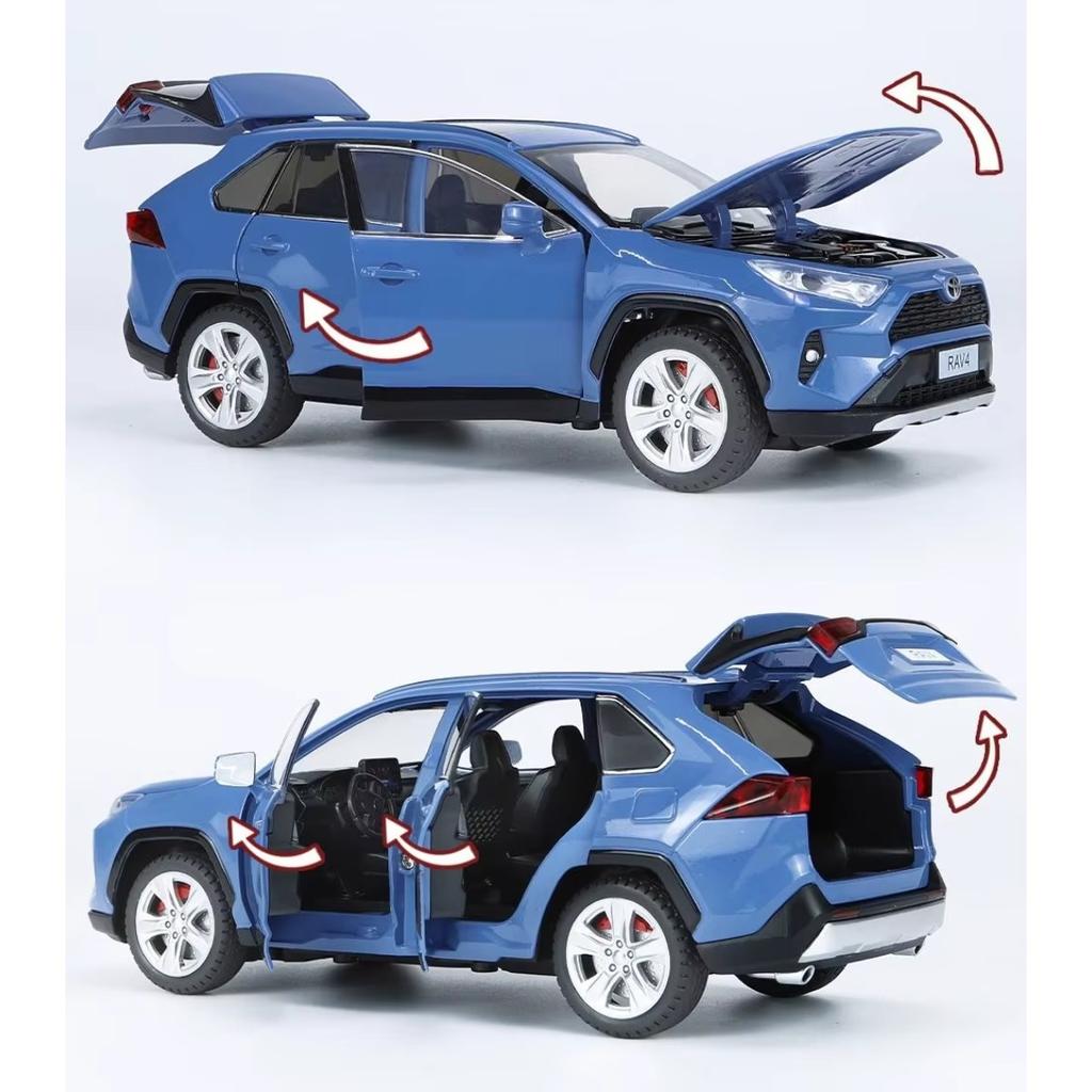 1/24 TOYOTA RAV4 SUV Sport Diecast Alloy Miniature Toy Car Model Remote Control Sound Light Pull Back Collection Gift for Boy