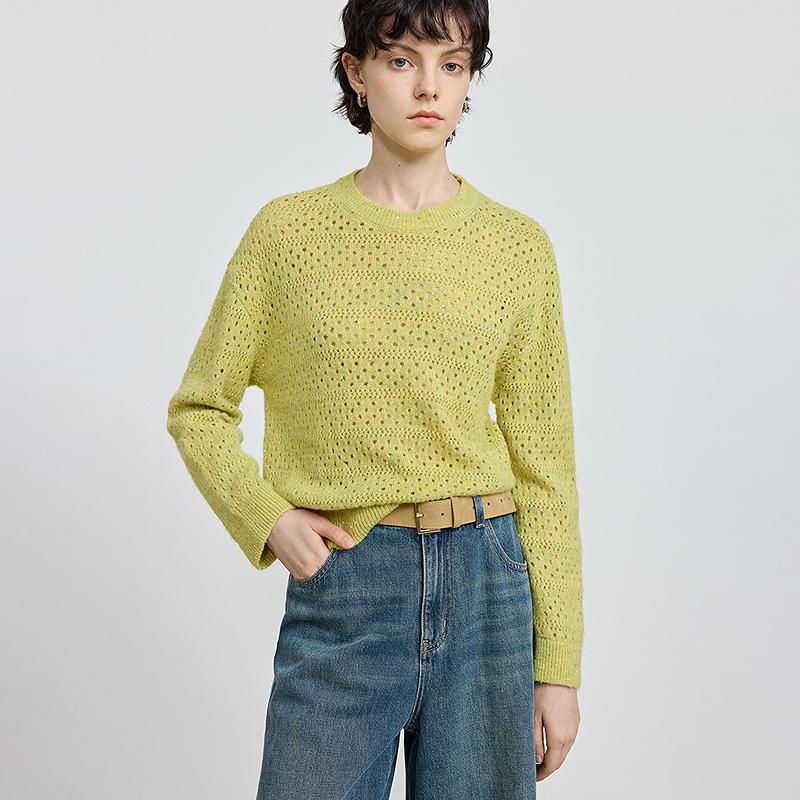 LILY hollow sequin round neck knitted sweater for women