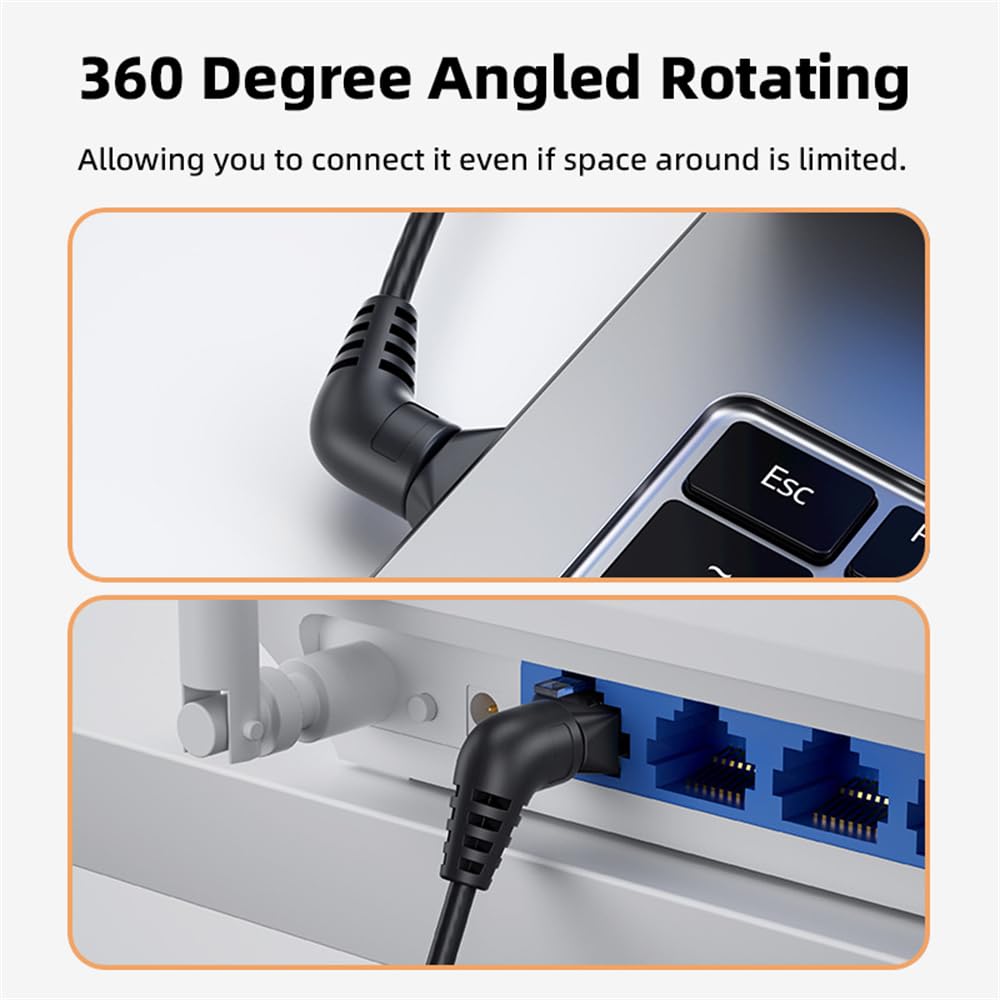 Cablecc Вращающийся на 360 градусов кабель CAT6 UTP Папа-Папа Вращающийся кабель с RJ45 8P8C 1000 Мбит/с LAN Ethernet Сеть 25 см Адаптер,