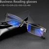 Men's Business Anti Blue Light Eyewear Lens Blue CoatingProgressive Multifocal Reading Glasses Men Metal Glasses Frame Optical Glasse