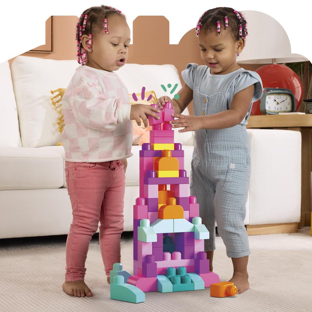 MEGA Mega Blocks for Ages 1 and 80 Block Pink Number of Pastel DCH62 for Ages 1 and Up Up, Pack, Blocks, Educational/learning Toy, Pieces 80,
