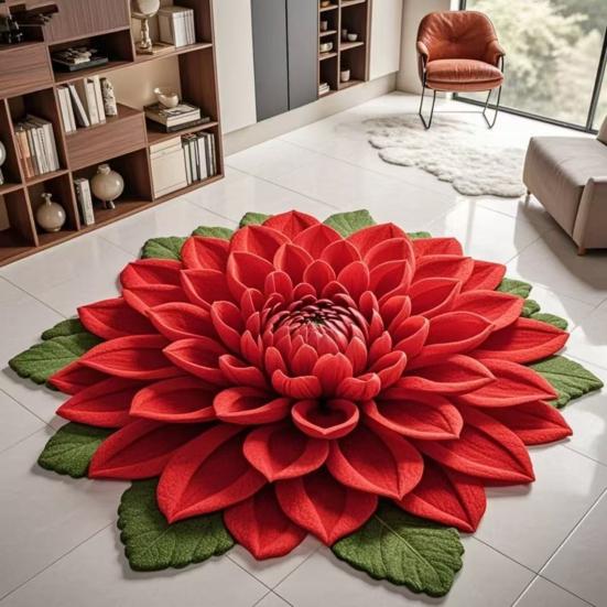 3D Flower Floor Mat Absorbent Large Flower Area Rug Non-Slip Bathroom