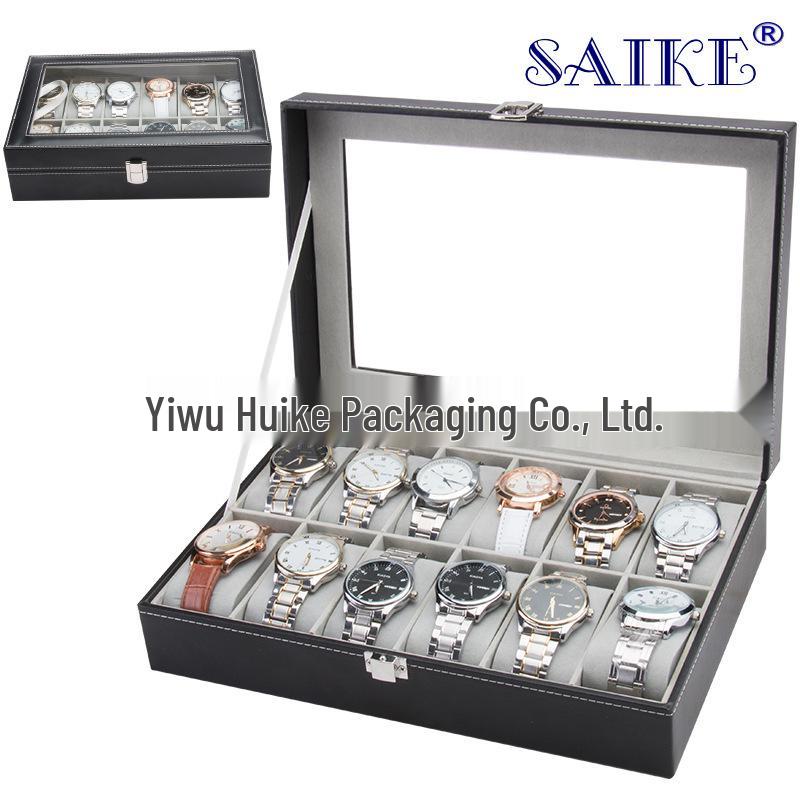 Стандартная коробка для демонстрации и хранения часов из ПУ кожи на 12 ячеек