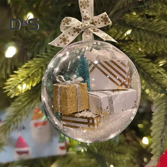 Забавные мини-упаковки, украшение, рождественский прозрачный шар, подвеска, рождественская елка, подвесная экспресс-коробка, украшение, подарочная коробка