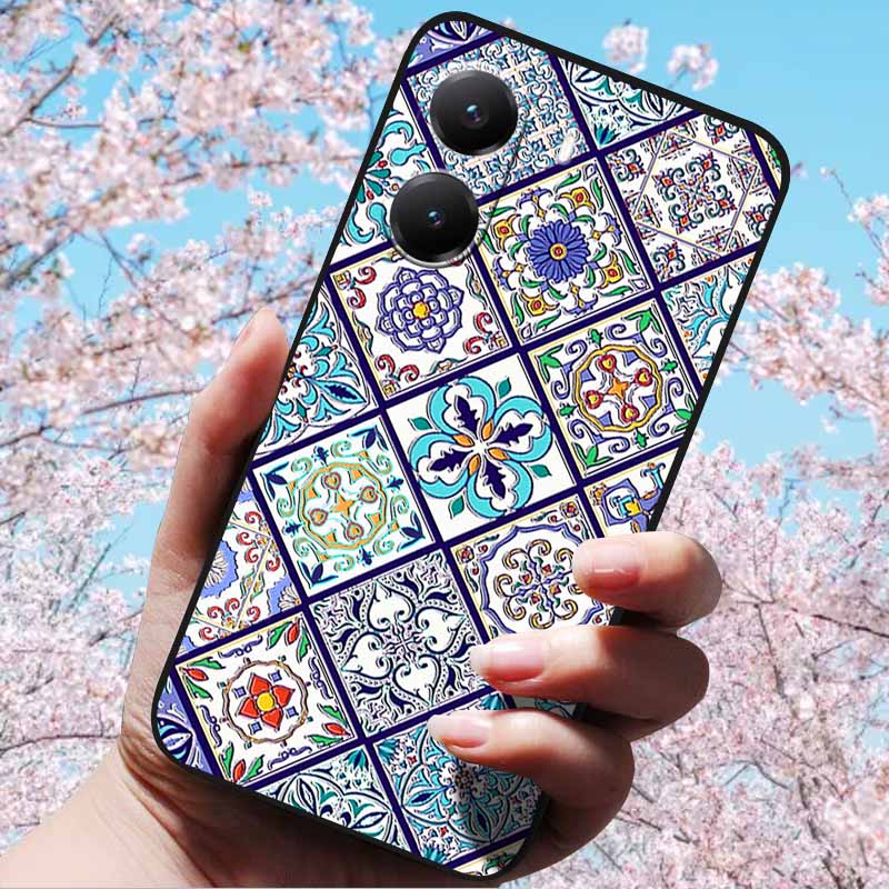 Для Xiaomi Poco X7 Pro 3D Рельефный Цветок Тиснение Мягкий Силиконовый Чехол Мультяшная Расписная Задняя Крышка для Poco X7 Pro с 3D Рельефным Чехлом
