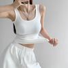 Women's Summer Outer Wear Spice Slim Sleeveless High Stretch Yo Cotton U Neck Tight Sexy Sports Bottom Tank Top