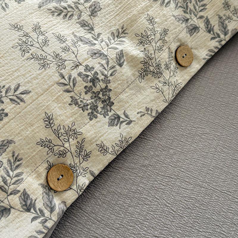 Комплект постельного белья из чистого хлопка с винтажным цветочным принтом, 4 предмета, на пуговицах, простыня из 100% хлопка, простыня на резинке, пододеяльник, постельное белье класса А