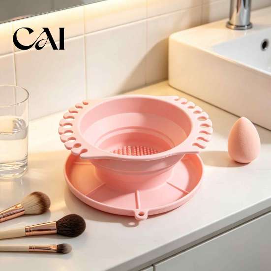 Silicone Brush Cleaning Tank Paint Cleaner Cup, with Texture, Foldable Compact Portable Beauty Tool Cleaner, for Watercolor Painting And Makeup