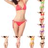 Sexy Women Summer Solid Color Halter Bandage Bra Briefs Bikini Set Swimwear