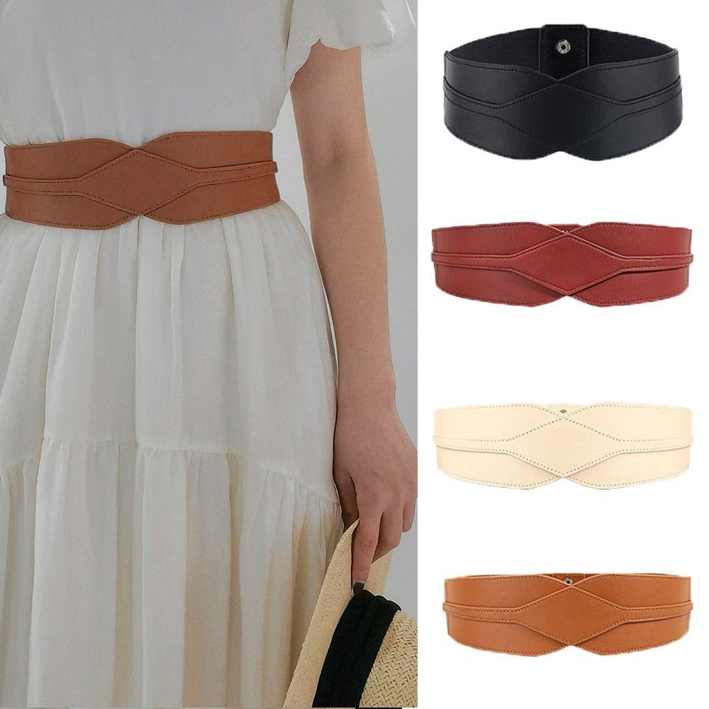 Однотонный поясной ремень, широкий декоративный пояс, изысканный эластичный пояс, украшение для одежды