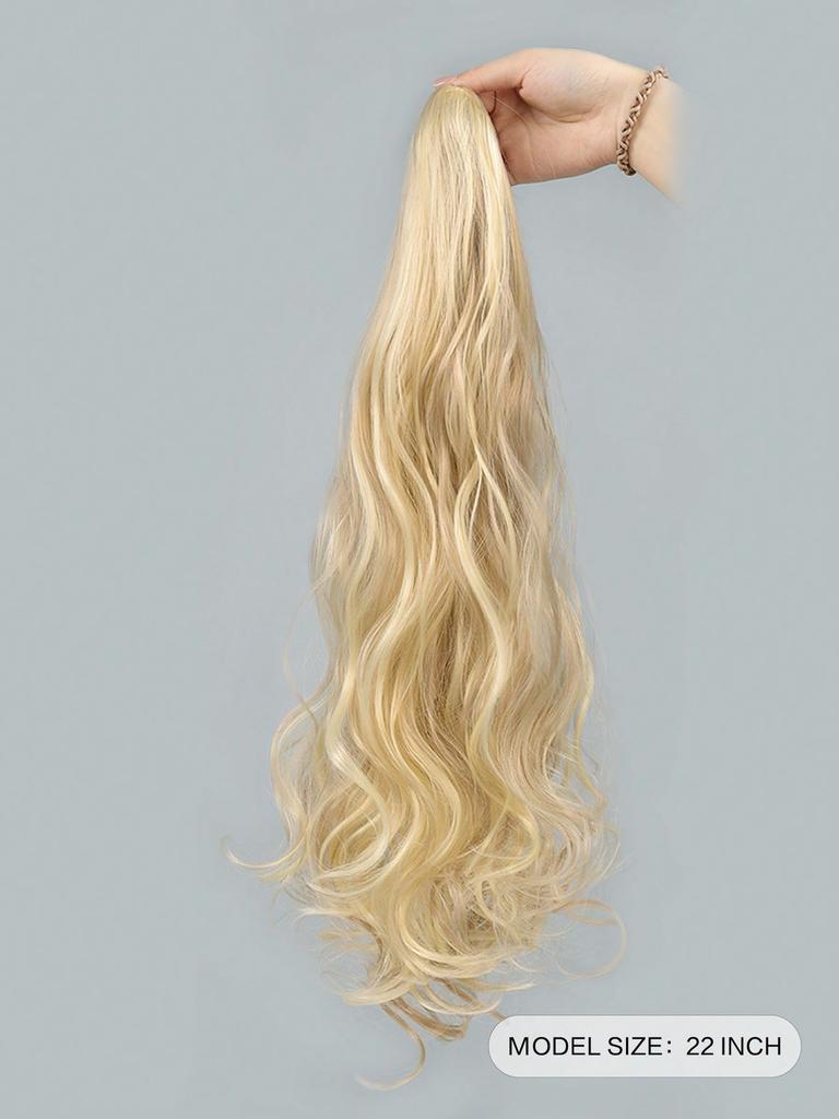 Light Gold Synthetic Graw Clip Big Waves Long Curly Hair Ponytail Hair Extension