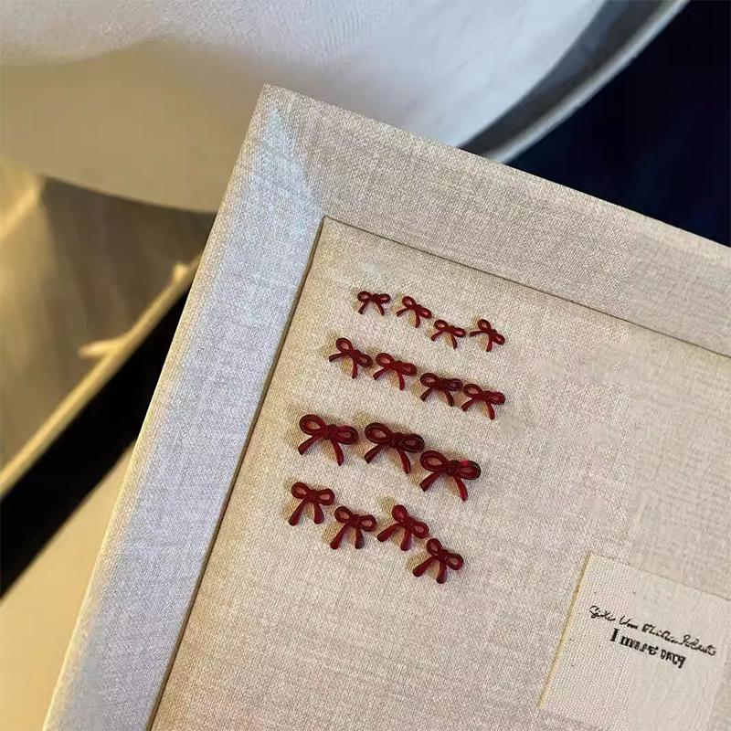 10 шт. Красные смоляные длинные ленты Шармы для нейл-арта Каваи Бант Стразы для украшения ногтей DIY Маникюр Орнамент Аксессуары Принадлежности