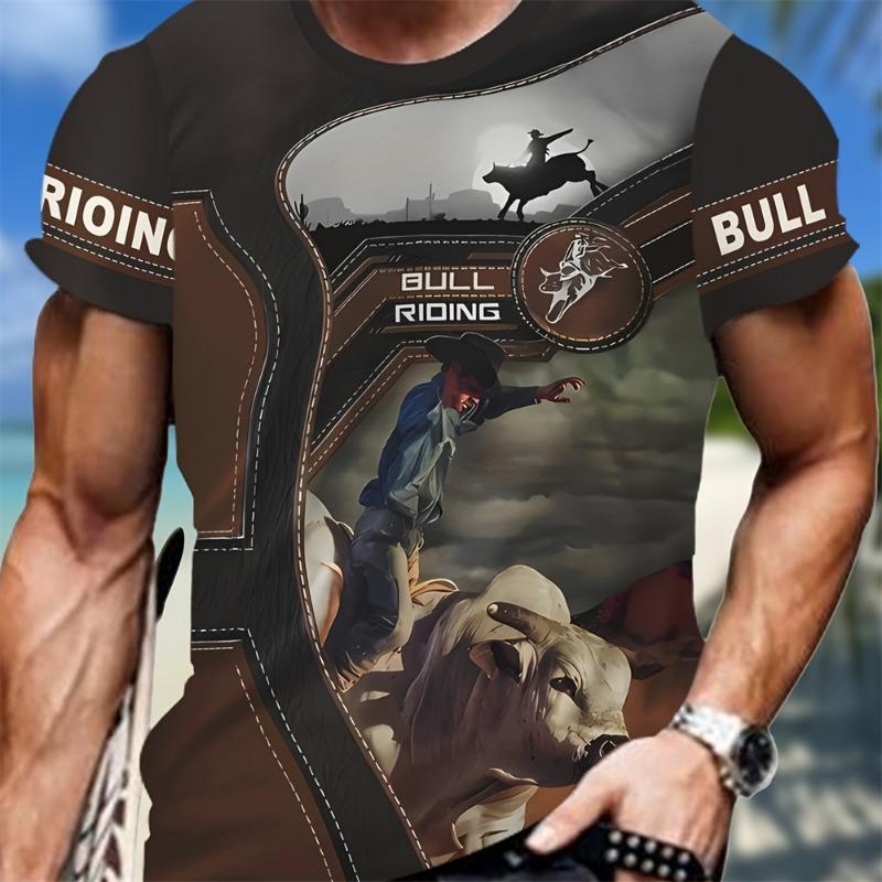 3D Majestic Horse Printing Round Neck Street Fashion T-Shirt Трехмерная печать Horse Мужская креативная футболка с короткими рукавами