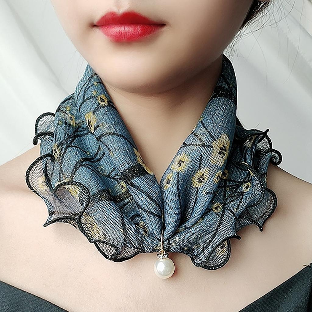 Pearl Fungus Edge Gold Silk Bib Gold Lace Changeable Scarf Fashion Scarf Square