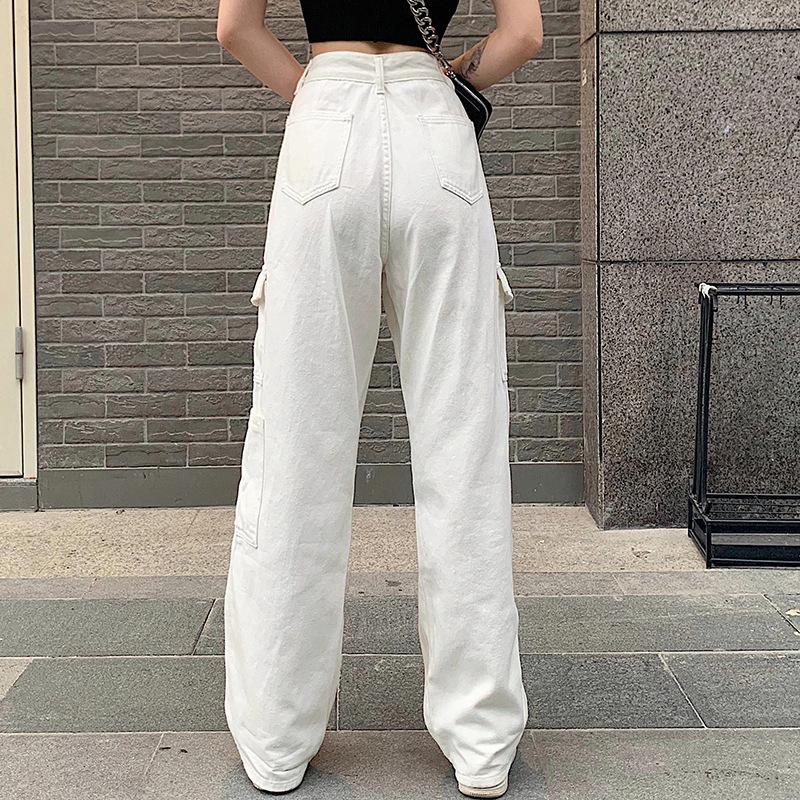 European And American Women'S Street Instagram Style Pockets, High Waist, Loose Fit, Slimming Denim Pants, Casual Pants