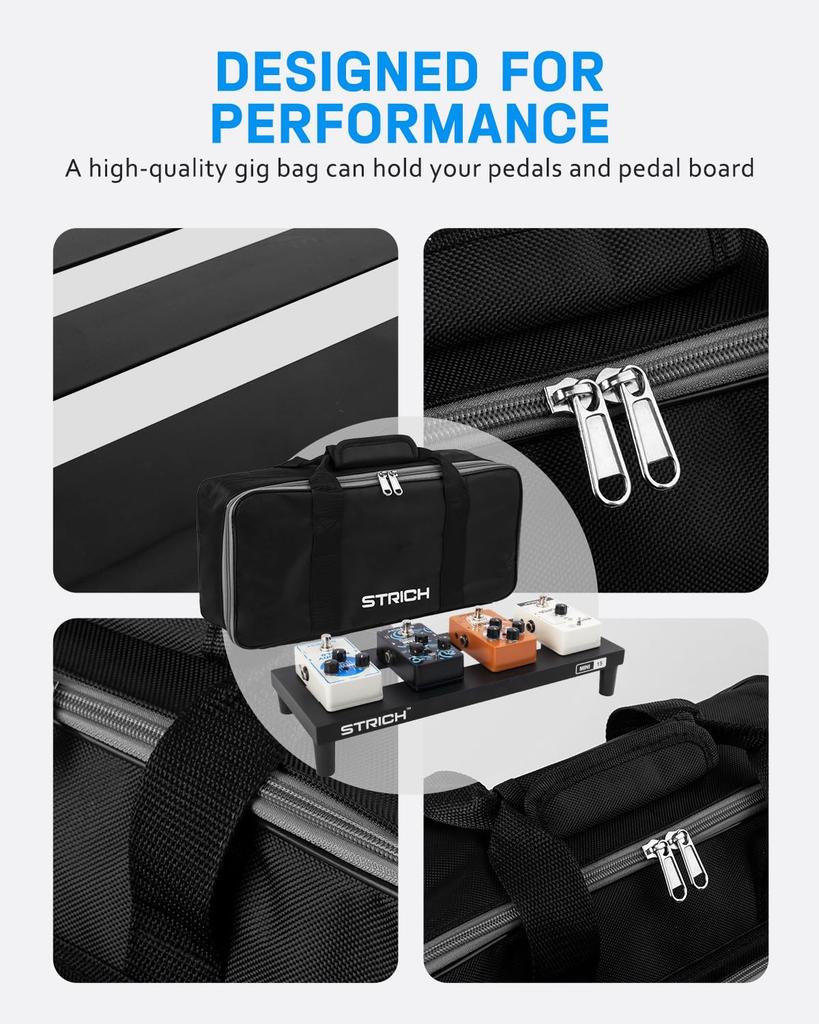 STRICH Mini 15 Effects Aluminum Guitar Pedal with Carry Bag Board, Alloy, 0.38kg, Ultra-Lightweight Board, 38x14.5cm,