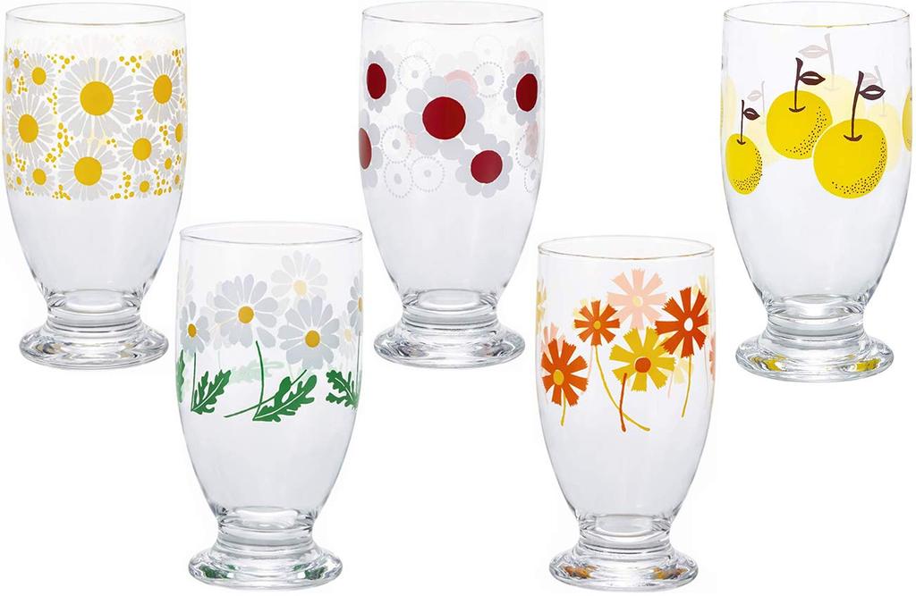 ADERIA Adelia Retro Glass Tumbler with Stand 335ml 5 Pattern Assorted Special Craft Box Made In Japan [Glass / / Set]