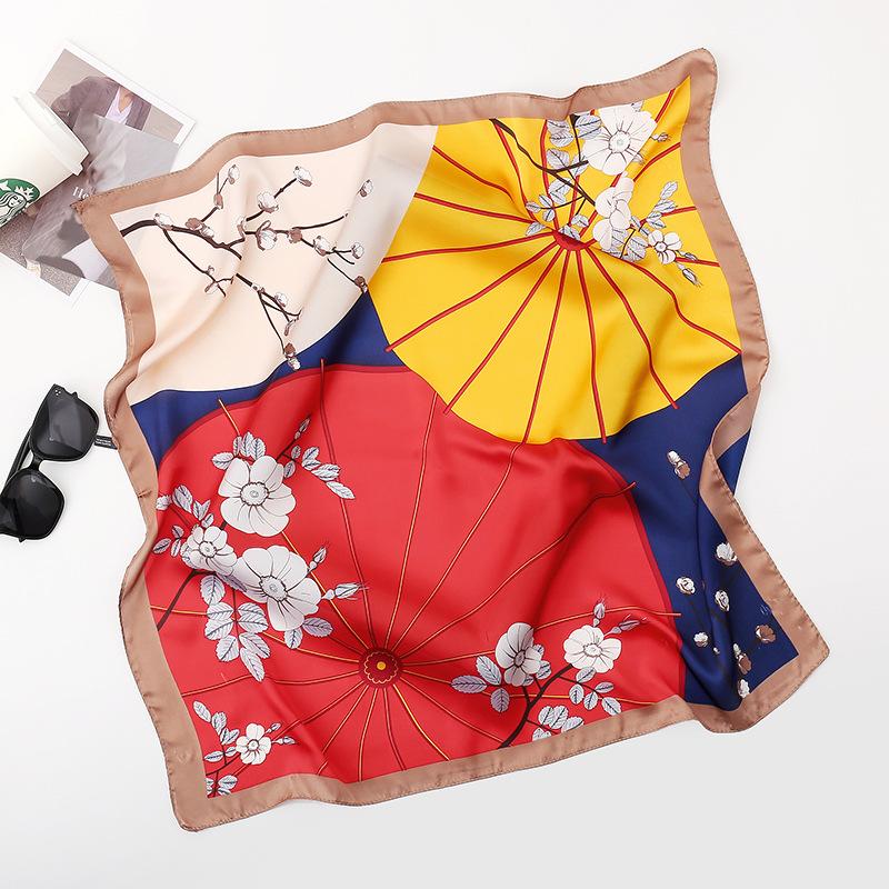 Spring/Summer New Women'S Silk Scarf 70 * 70cm Simulated Silk Twill Square Scarf Fashion Printed Large Square Scarf Professional Scarf