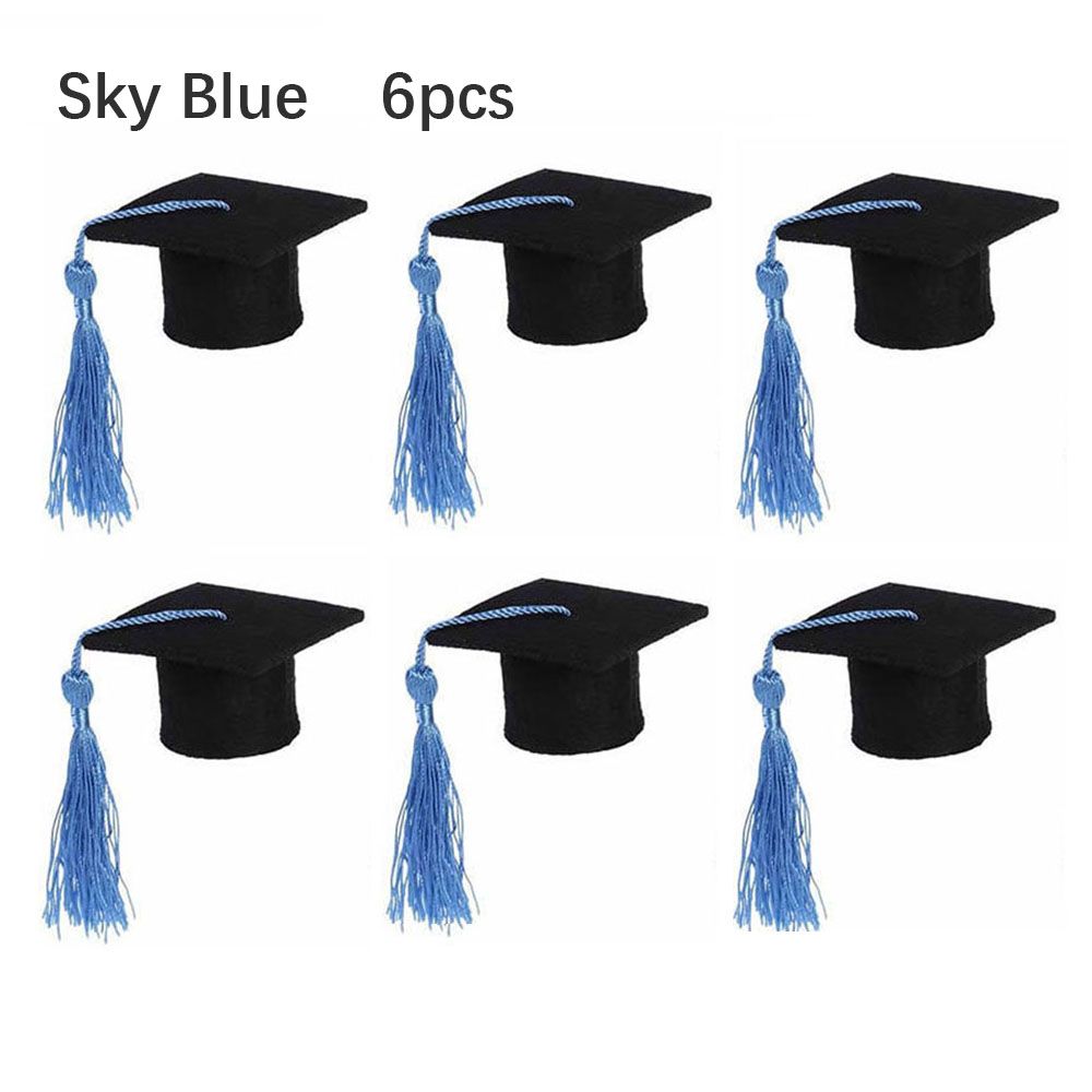 6Pcs Doll DIY Tassels Mini Graduation Hat Doctoral Cap Top Hat Bachelor Cap