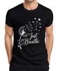 Just Breathe Pusteblume Schmetterling Achtsamkeit Yoga Meditation Herren T-Shirt