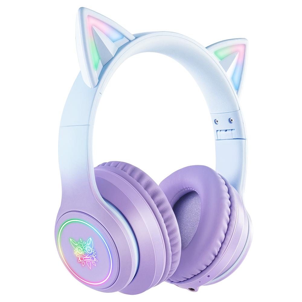 ONIKUMA B90 Cat Ear Wireless Bluetooth Headphones, RGB Lights, HD Microphone