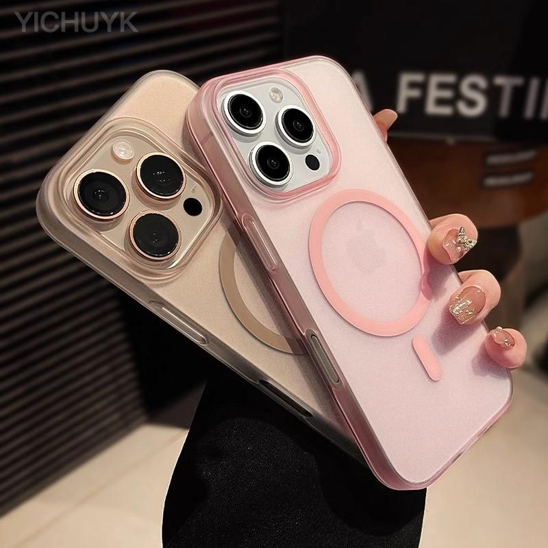 Матовый магнитный чехол для беспроводной зарядки для iPhone 16 15 14 13 12 11 Pro Max Plus для Magsafe противоударный твердый ПК прозрачная крышка