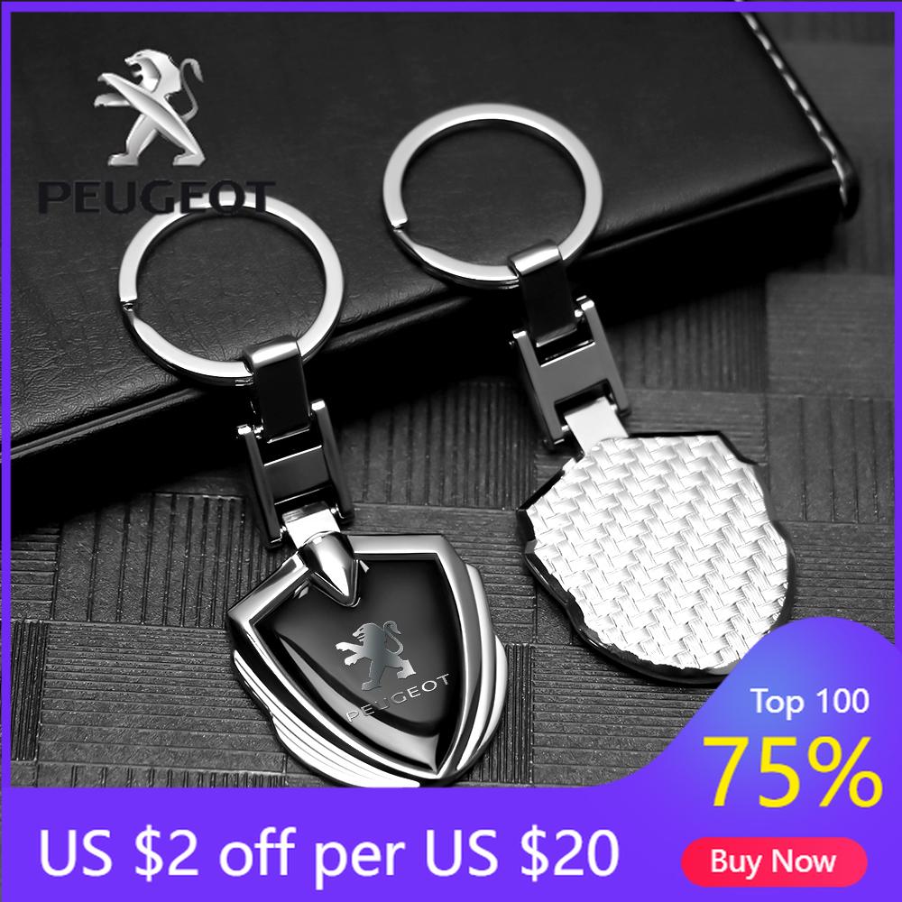 2026 Hot Car Sticker Metal Alloy Car Keychain Pendant Key Ring Car Key Accessories For Peugeot 207 3008 206 208 308 307 407 508