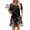 Women's Summer Dress Loose Beach Vacation Casual Round Neck Short Sleeve Sundress With Pocket Short Sleeve Shirt Dress