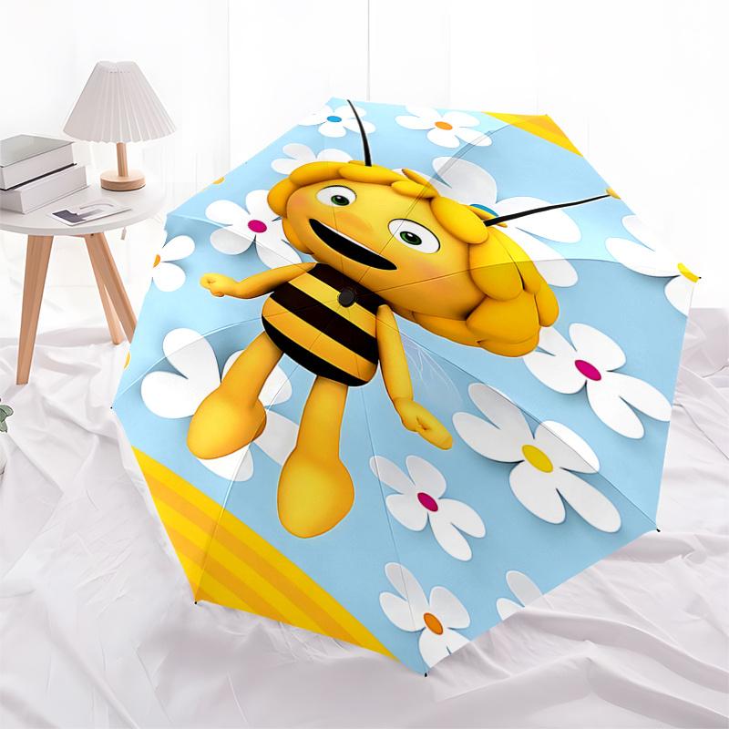 Bee Happy: Automatic Opening Folding Umbrella with 3-Fold Design, Iron Frame for Outdoor Use, Perfect Gift for Fans and Travelers0104451a