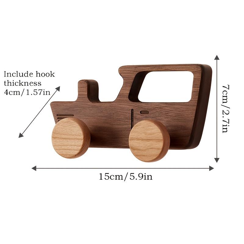 1pc/4pcs Set of Wooden Car Wall Hanging Hook, Solid Wood Wall Hook, Punched Fixed Wall Coat and Hat Hook Senior Creative Wall Hanging Car Class