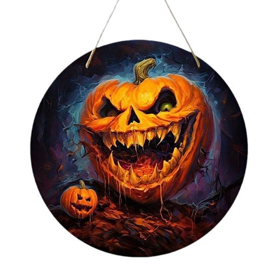 Halloween Sign for Front Door Halloween Wreath Wooden Hanging Sign Boo Ghost Pumpkin Witch Welcome Sign for Window Wall Decor