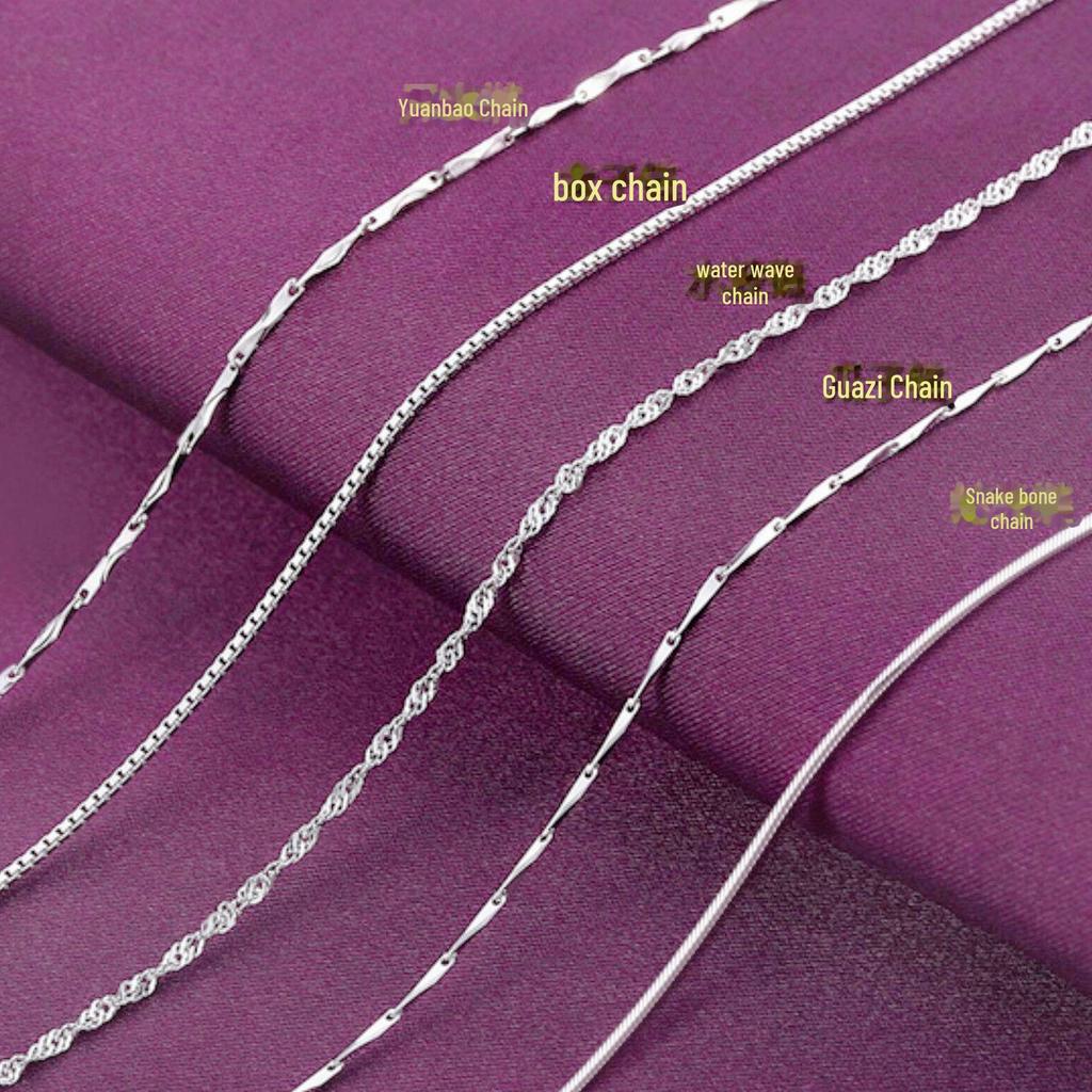 Универсальное серебряное ожерелье-цепочка на ключицу: Стили «Змеиная кость», «Волна воды», «Юаньбао».