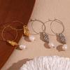 New Arrival Fashion Sea Snail Shaped Hoop Earrings 18K Gold Plated Freshwater Pearl Exquisite Elegant Women's Party Accessories