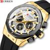 CURREN 8464 Men's Quartz Watch Calendar Fashion Multifunctional Waterproof Silicone Luminous Casual Business Watches Sports Male Wristwatch