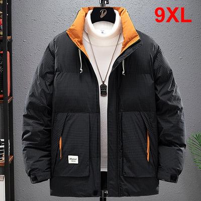 Зимние мужские парки 8XL 9XL размера плюс толстая стеганая куртка модные повседневные парки-карго в клетку мужские большие размеры 8XL 9XL