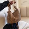 Yogodlns Женская тканая сумка в стиле ретро Sen Grass, новинка 2023 года, тканая сумка большой емкости для отдыха, модная сумка на плечо для пляжного отдыха, женская сумка