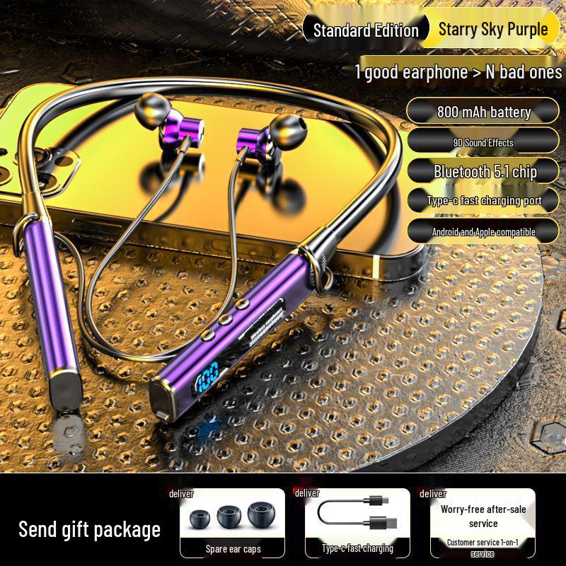 2025 In-Ear Bluetooth Neckband with Long Battery, Noise Cancelling, Waterproof, Heavy Bass for Running & E-Sports